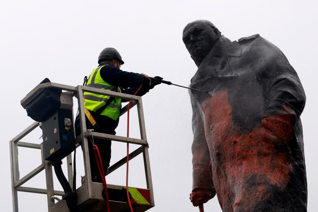 Man charged after defacing Churchill statue in central London