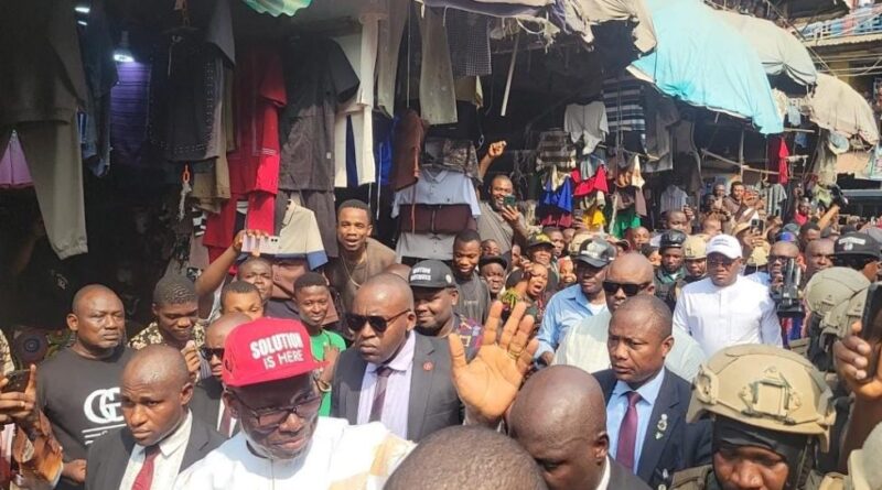 Soludo visits Onitsha Market, commends traders for taking back their ay