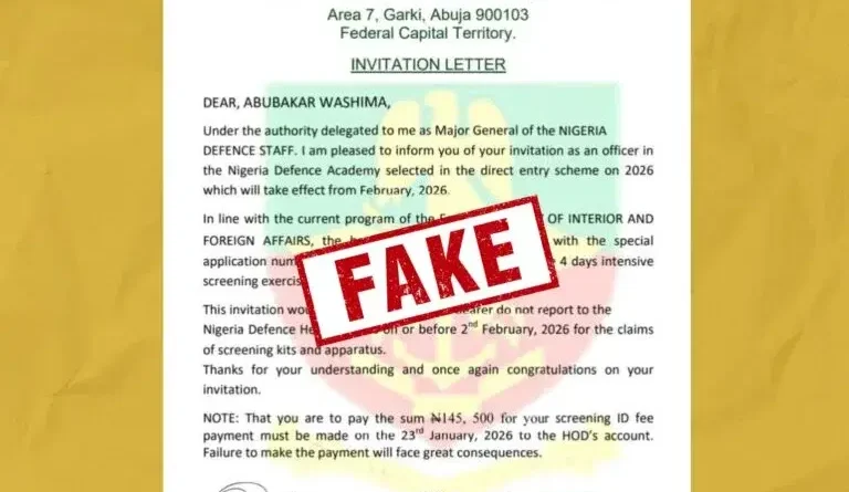 NDA disowns fake admission letter circulating online