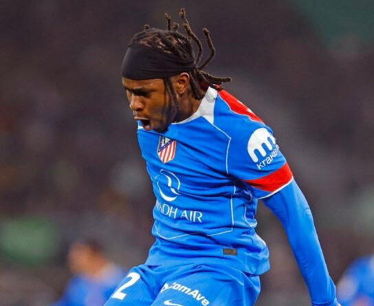 Super Eagles forward Ademola Lookman reacts to goal, assist on Atletico debut