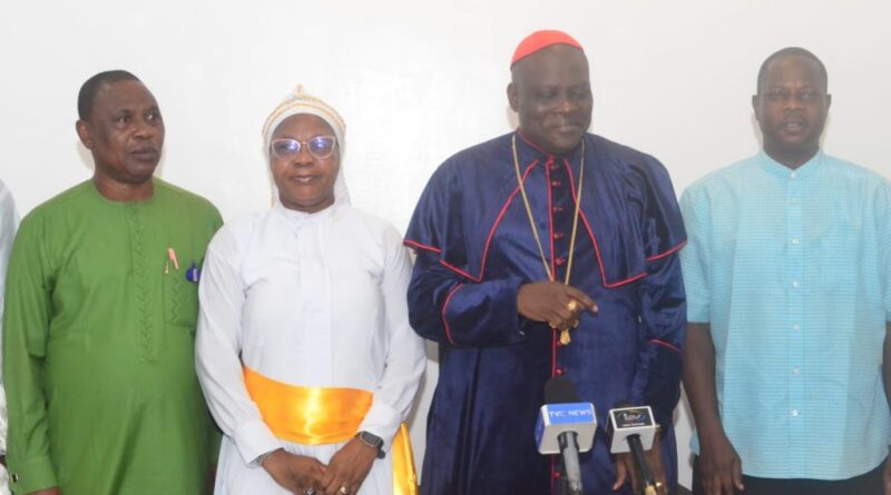 L-R: Assistant Secretary, CAN Lagos State Chapter, Rev. Dr. Dele Asaju, Chairperson, WOWICAN, Lagos State Chapter, Prophetess Stella Okoroafor,Chairman, CAN Lagos State, Bishop Dr. Stephen Adegbite and Vice Chairman, CAN Lagos State, Rev Simeon Adekeye during a media briefing held at the Lagos State CAN Secretariat on Jobi-Fele Way, Ikeja on the forthcoming Inter-Denominational Divine Service, (IDDS)2026.