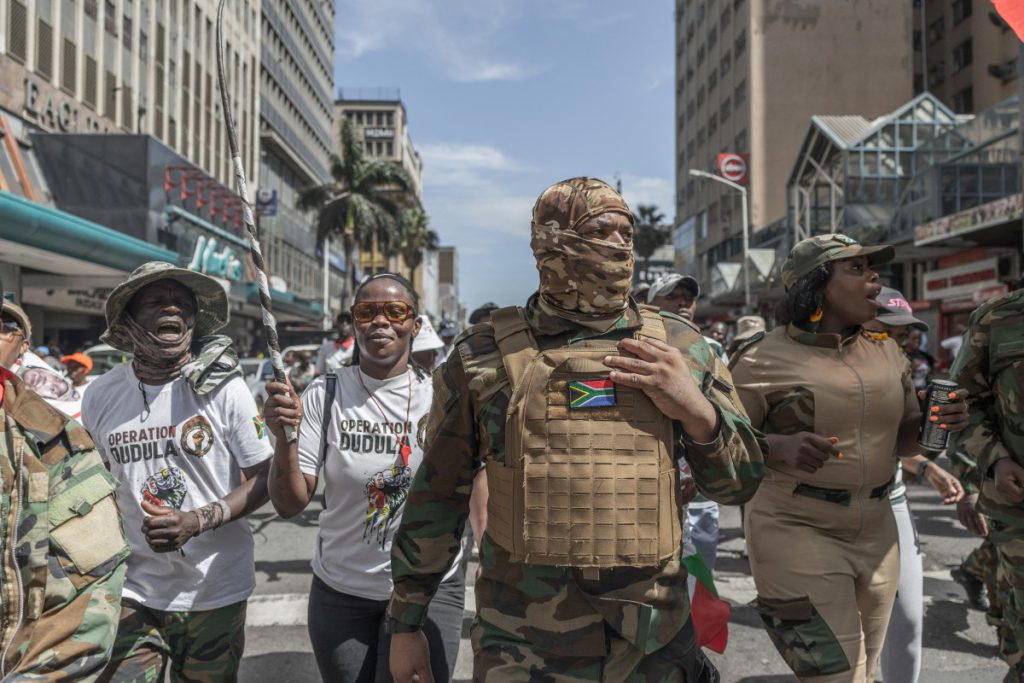 Photos: Police fire teargas as South Africans protest against Nigerians, other foreigners 