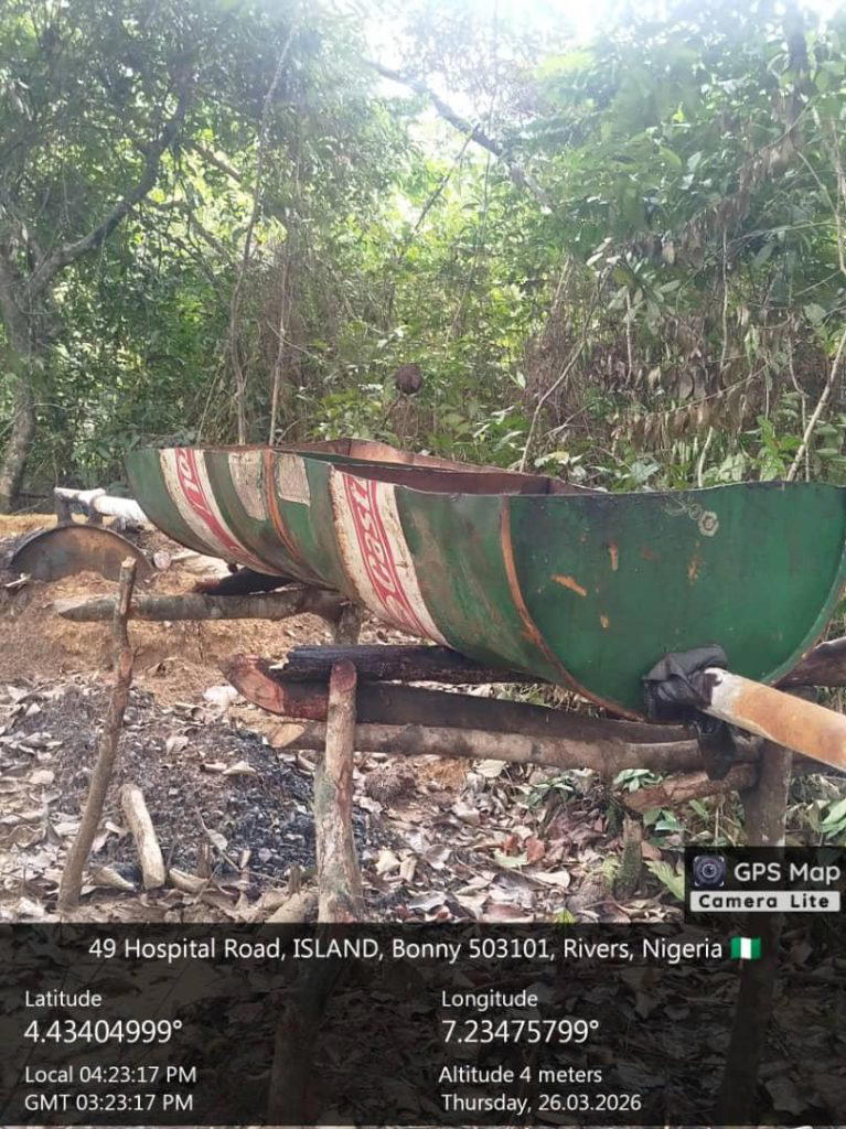 Navy recovers over 20,000 ltr of crude oil from illegal refining site in Bonny