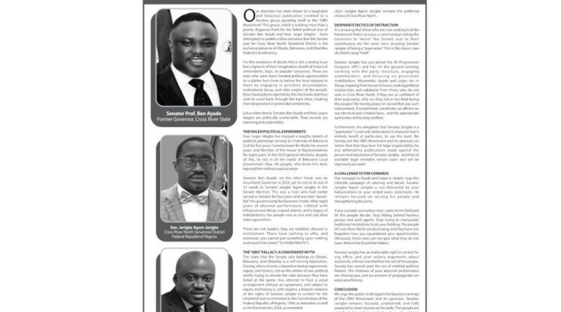 Rejoinder: Setting The Records Straight: OBO Movement
