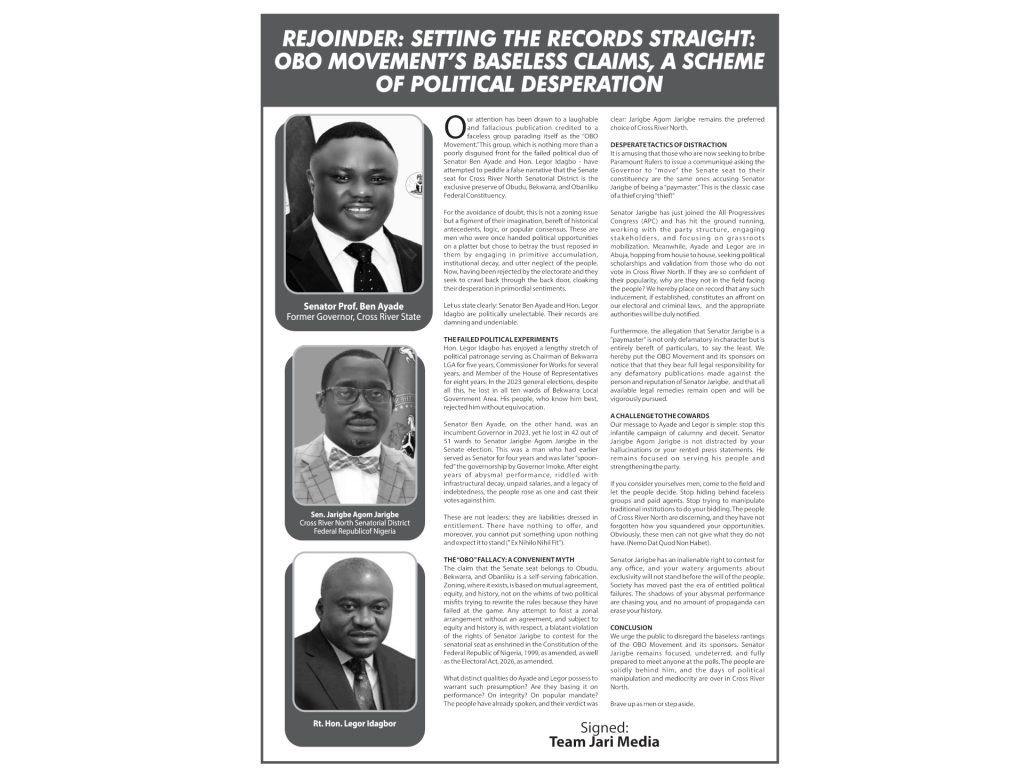 Rejoinder: Setting The Records Straight: OBO Movement