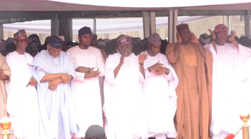 Photos: Tinubu at Eid el-Fitr prayer in Lagos