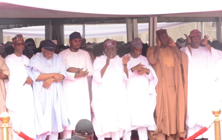 Photos: Tinubu at Eid el-Fitr prayer in Lagos