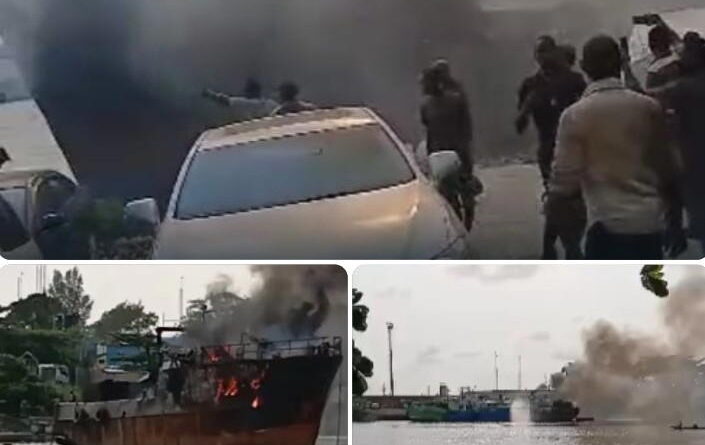 Fire guts ship at Kirikiri Canal