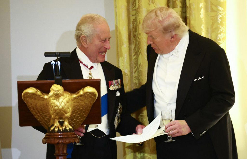 ‘You’d be speaking French’ – King Charles roasts Trump at state dinner