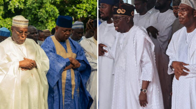 Photos: Tinubu observes Eid in Lagos, Atiku joins faithful in Abuja