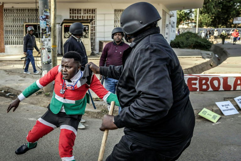 One shot as Kenyan protests at US Ebola centre turn violent