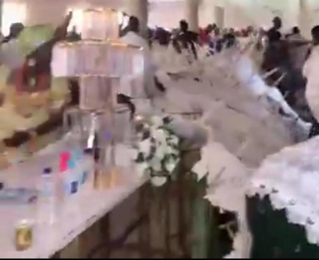 Video: POP ceiling collapses during wedding reception in Warri