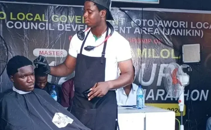 Lagos barber hits 90-hours mark in GWR haircut marathon