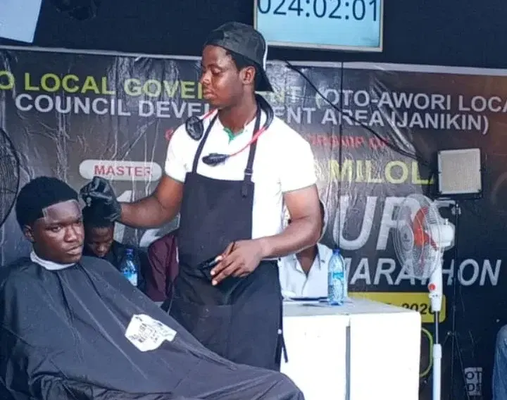 Lagos barber hits 90-hours mark in GWR haircut marathon