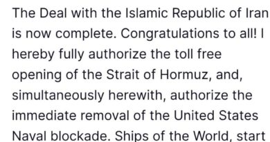 Breaking: Trump Announces Completion of Iran Deal, Authorizes Reopening of Strait of Hormuz