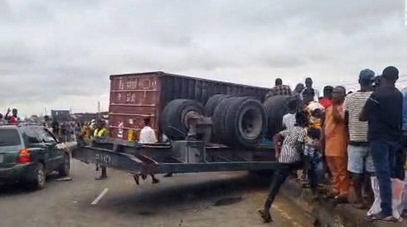 Tragedy as truck driver dies, motor boy rescued in Lagos crash