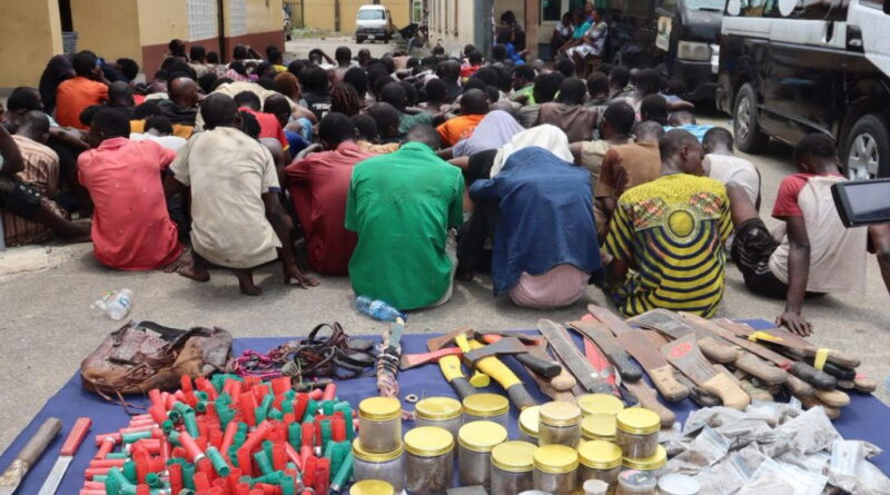 Lagos police arrest 147 suspects, recover weapons, cartridges in criminal hideout raids