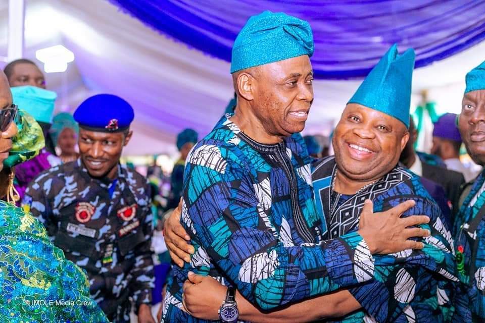 Video: Adeleke prostrates before elder brother in show of respect
