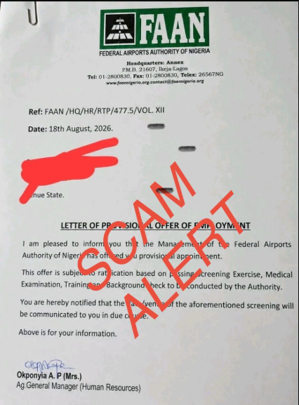 FAAN alerts public to fake recruitment letters