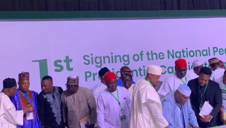 2027: Tinubu, Obi, Atiku, others sign peace accord, vow issue-based campaigns