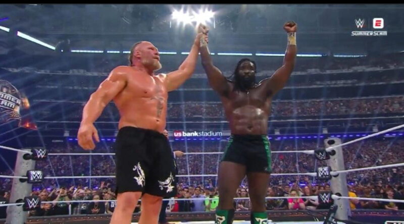 WWE star Oba Femi beats Brock Lesnar in first-ever Hell in a Cell match