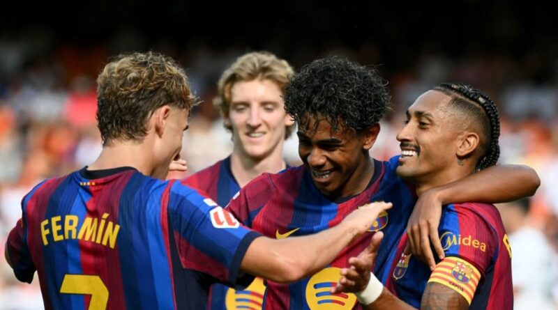 Yamal hits double as Barcelona put 5 past Valencia