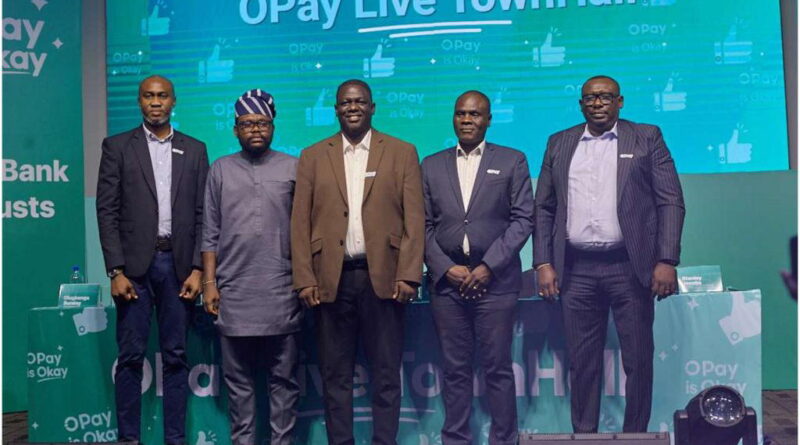 L-R: Chukwudinma Okafor, Chief Compliance Officer, OPay; Olugbenga Paseda, member of Governing Council, FintechNGR and CEO, Chrisborough Solutions; Dotun Adekunle, Chief Operating Officer/Chief Technology Officer, OPay; Akinfolabi Rokosu, Chief Legal Counsel, OPay; and Odiase Ikponmwosa, Head of Partnerships, OPay at the OPay Live Town Hall held in Lagos.