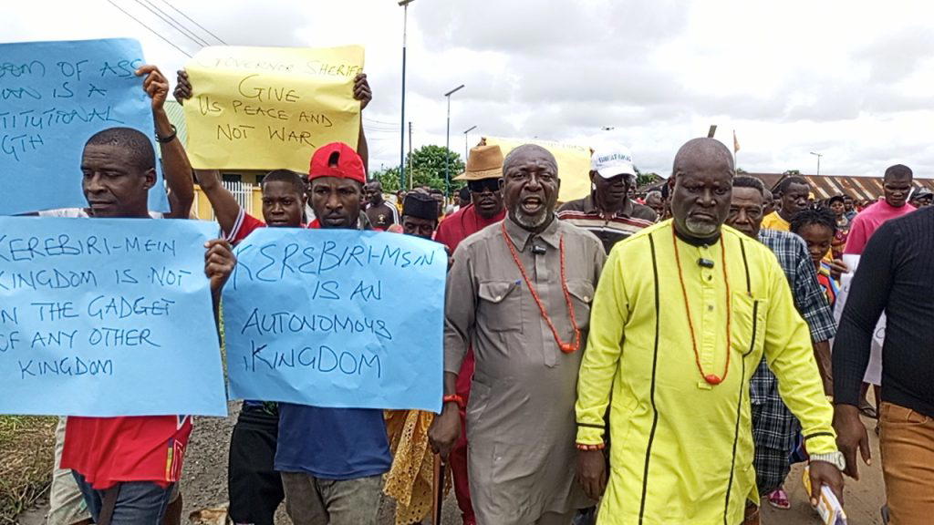 Kerebiri-Mein chiefs, youths protest delayed staff of office