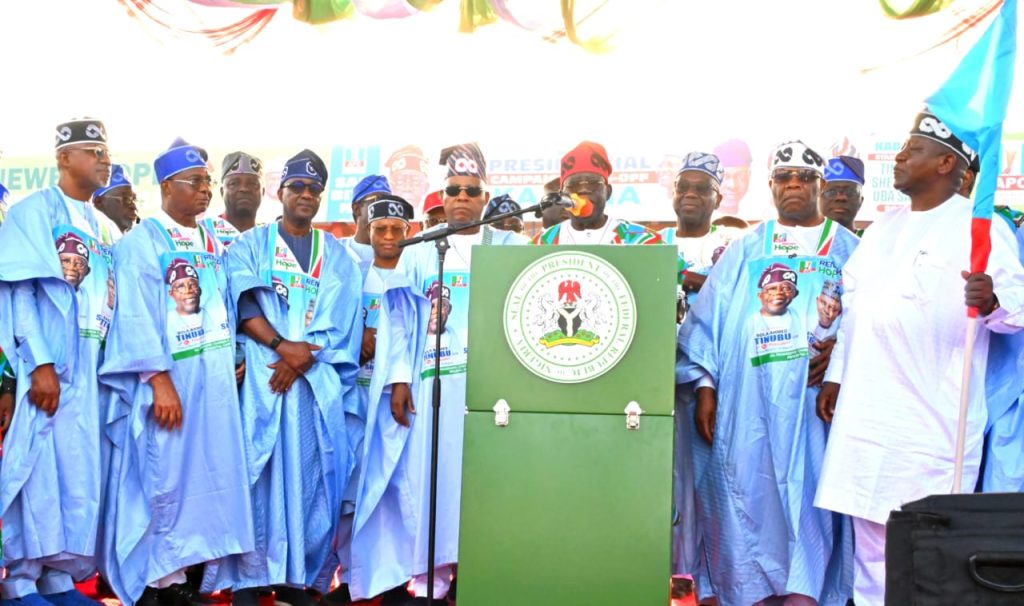 Tinubu flags-off campaign, blasts opposition, backs APC governors against Rainbow Coalition