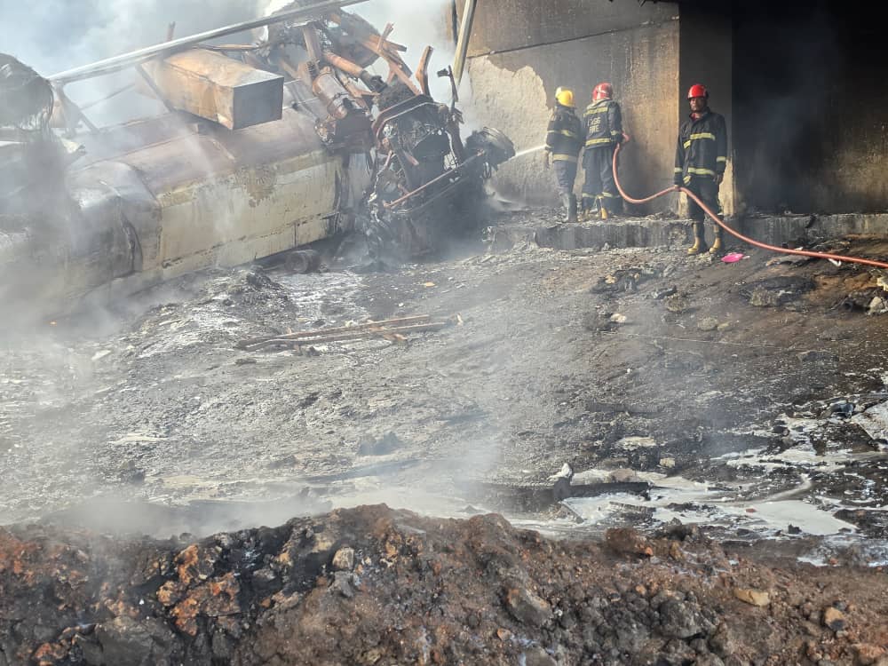Two suffer severe burns as tanker falls from Otedola bridge